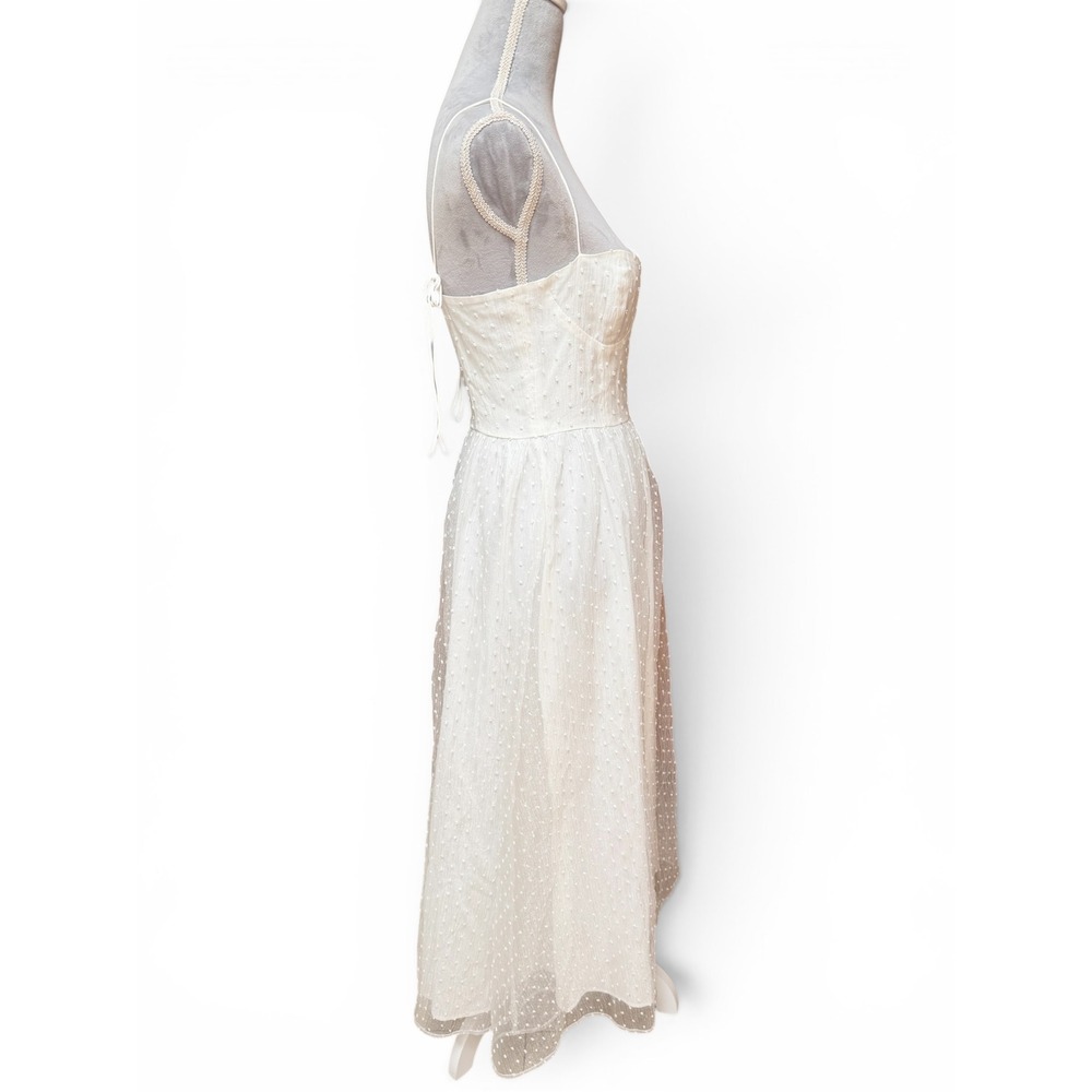 Reformation Midi Dress Womens 8 White Swiss Dot Tulle Bustier Romantic Fairycore - Picture 5 of 8